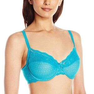 Wacoal Teal Insider Underwire Bra Elegant Comfort Mesh Lace Detail